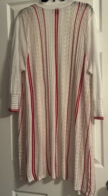 Alfani Womens Red White Striped Knit Open LINEN Tunic Cardigan Sweater Size 3X - Image 1 of 4
