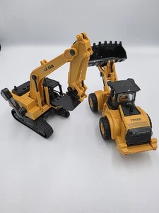 2~Le Fan Yellow Black Plastic Bulldozer & Excavator Movable Parts Toys - Picture 1 of 8