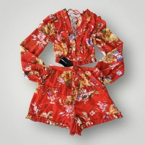 NWT Fashion Nova Romper Jumpsuit Women Size L Floral - Picture 1 of 7