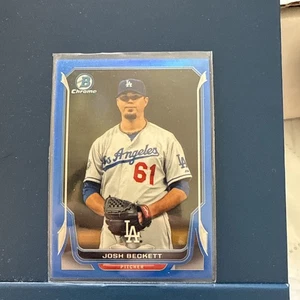 2014 Bowman Chrome Blue Refractor SP #151/250 Josh Beckett (Los Angeles Dodgers) - Picture 1 of 3