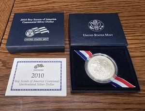 2010 Boy Scouts Of America Centennial $1 Unc Silver Dollar Box COA - Picture 1 of 2