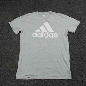 Adidas Shirt Boys Large Gray Short Sleeve Athletic Logo Tee Distressed Print - Picture 1 of 9
