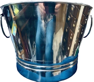 Wazir Chand & Co. Ice Bucket Container w/Handles Stainless Steel 13-1/4 in wide - Picture 1 of 18