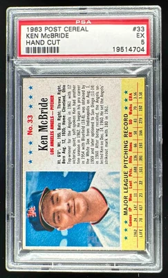 1963 Post Cereal Hand Cut #33 Ken McBride PSA 5 - Image 1 of 2