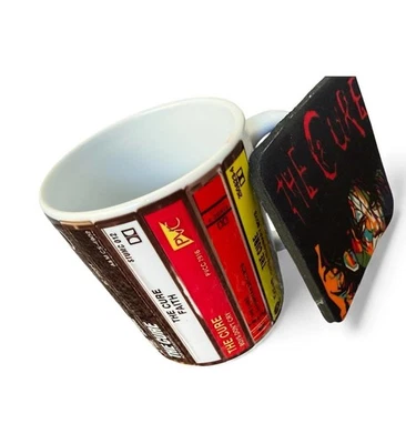 THE CURE-retro cassette Tape discography-Reto-11oz Coffee Mug & coaster set (New