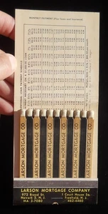 1950s GIANT FEATURE MATCH Larson Mortgage Company Broad St. Freehold Newark NJ - Bild 1 von 2