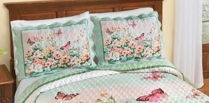 Colecciones Etc Juego de 2 Almohadas de Jardín Floral Mariposa Pastel Juego de Falsas Estándar - Imagen 1 de 11