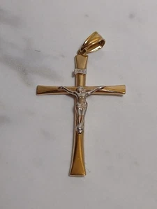 14 Karat Gold Inri Jesus Kruzifix Kreuz kleiner religiöser Anhänger - Bild 1 von 7