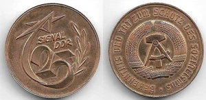 Medaille NVA Salut DDR 25 1974 Messing 32 mm, 14 Gramm - Bild 1 von 1