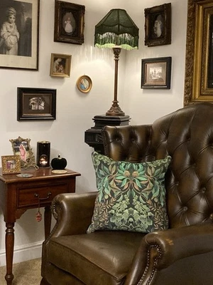 Guild Ikebana Damask Green/black 18” Cushions. New, Hand Made. Both Sides Velvet - Image 1 of 3