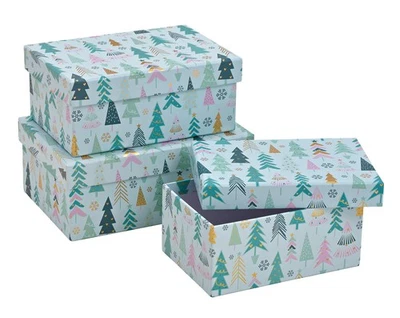Geschenkkarton Set Winterwald (3tlg.) - Weihnachten Karton, Geschenkbox - Bild 1 von 2