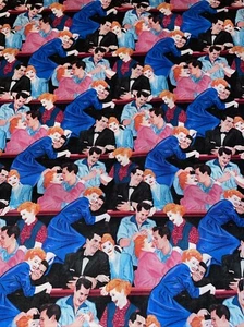 FEDERN Stoff - RICKY & LUCY VERPACKT auf schwarz - 2 Yards 44" breit - Bild 1 von 5