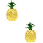 2 Yellow Crystal Pineapple Figurines For Home Office Desk Decor Cy