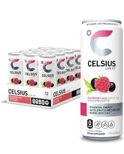 CELSIUS Energy Drink 12 Fl Oz, Sparkling Raspberry Açaí Green Tea (Pack of 12) - Picture 1 of 1