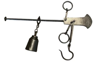 Antiguo colgante vintage escala de equilibrio francés 15 kilos hierro negro J.D.L. 14" pulgadas - Imagen 1 de 15