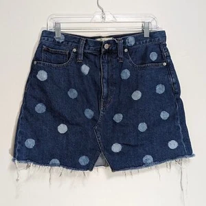 Madewell Rigid denim A-line polka dot skirt size 30 style#L4557 - Picture 1 of 10
