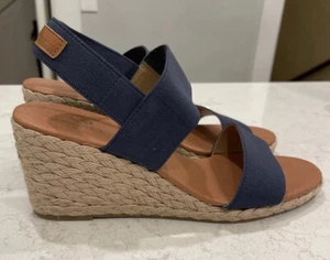 Tommy Bahama Sakura Andre Assous Elastic Wedge Sandals Navy Blue Sz 10 - Picture 1 of 7