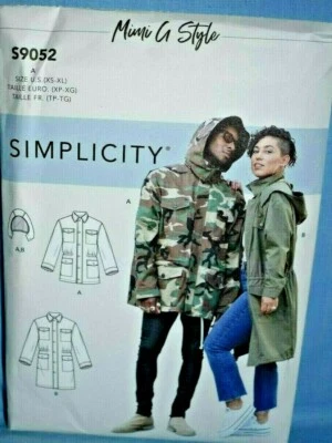 SIMPLICITY PATTERN 9052 COATS  MISSES  MENS SIZES XSM SM MD LRG XLRG  UNCUT NEW - Image 1 of 2
