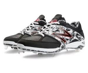 New Balance Pedroia Low-Cut 4040v2 Metal Cleat Mens Shoes Black-White Size 15  - Picture 1 of 4