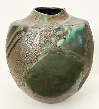 Tony EVANS Raku Studio Grand pottery bowl vase 10X12.5”