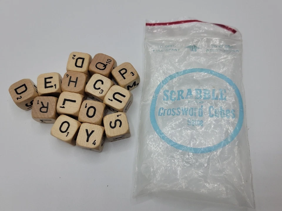 Scrabble Crossword Replacement Dice Cubes Game Wood 14 - Image 1 of 1