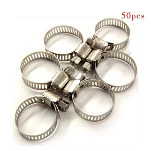 Stainless Steel Adjustable 50pcs 1/2"-3/4" Drive Hose Clamps Fuel Line Worm Clip - Imagen 1 de 6
