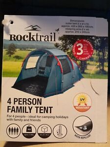 ROCKTRAIL 4-Person Double Roof Tent CAMPING HALFORDS WATER PROOF UV RESISTANT