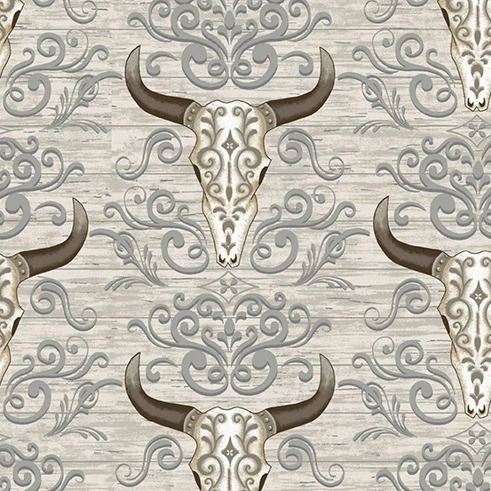Telas Ranch Hand By Andover - Calavera de novillo gris #848-C Foto 1 de 1