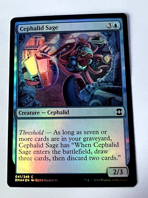 MTG Magic The Gathering Eternal Masters Cephalid Sage Common Foil LP - Image 1 of 2