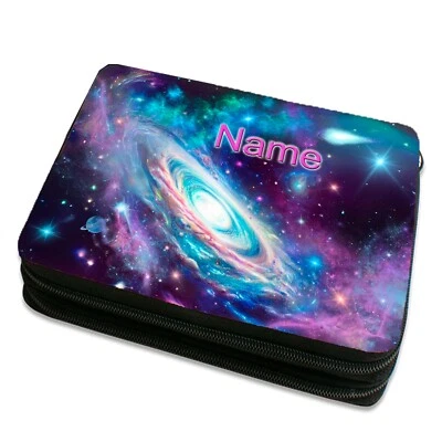 MAUS-DESIGN Federmäppchen Galaxie mit Name Doppeldecker Federtasche