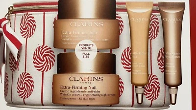 CLARINS Juego de 4 Crema de Día Extra Reafirmante, Crema de Noche, Lifting, Crema de Ojos + Bolsa Foto 1 de 4