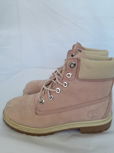 Timberland stivali stringati donna taglia 4 5 rosa pelle tacco basso piatto chukka