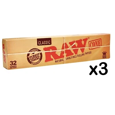 RAW Classic King Size Cones Mega Pack of 32 Pre-Rolled Rolling Papers (3XPacks)