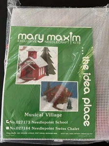 Vtg Mary Maxim Plastic Canvas Needlepoint Musical Christmas Village Kit School - Picture 1 of 8