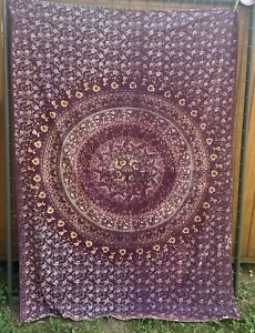 Arazzo Urban Outfitters Viola Boho Cotone Made In India - Foto 1 di 4
