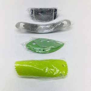 Stainless Steel Garlic Press Rocker Set With Silicone Peeler & Scraper 4 Piece - Picture 1 of 12