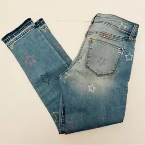 Gap Kids Star Printed Super Skinny Ankle Denim Jeans Light Wash Raw  Hems Sz 10 - Picture 1 of 14