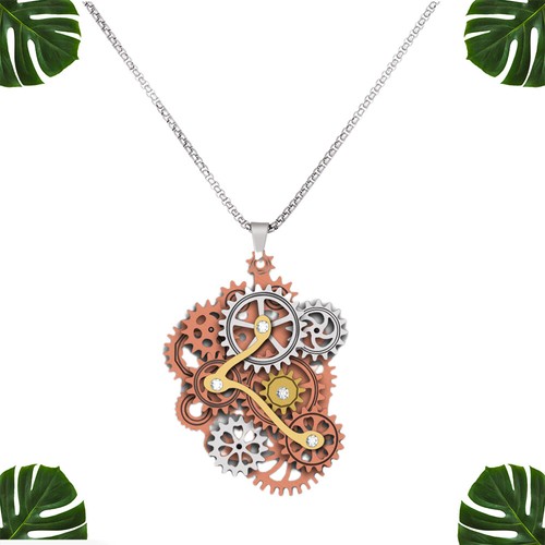 VETEMENTS Collana Vintage Vestiti Collana Ingranaggi Steampunk Collana Uomo Catena
