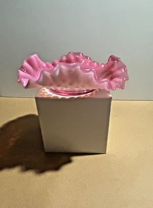 EUC - Vintage Fenton Cranberry Opalescence Glass Hobnail Bon Bon Dish - Picture 1 of 4