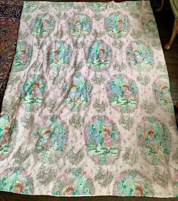 Vtg Liebhardt Mills Comforter Girl Country Rabbit Twin - Image 1 of 4
