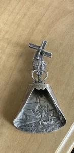 Dutch .835 Silver Windmill Terminal Tea Caddy Scoop Spoon Antique c1900 - Picture 1 of 5