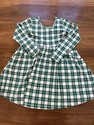 Vestido Patinador Hanna Andersson Niñas Talla 5/110 Verde Cuadros Manga Larga Bolsillos   Foto 1 de 4