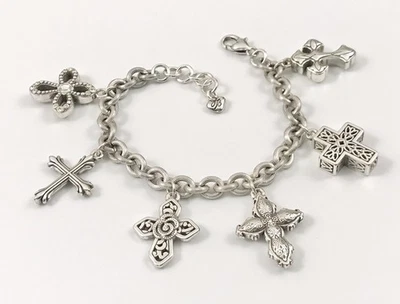 Brighton FAITHFUL CROSS Plata Cristales Grueso Dije Pulsera Bolsa. #1326 Foto 1 de 4