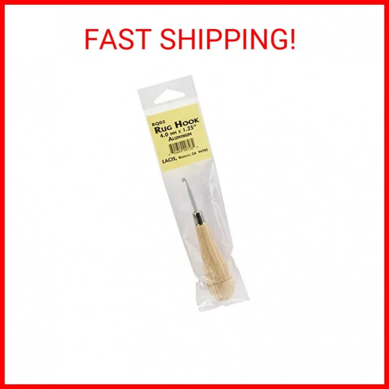 Lacis Punch Needle Rug Hook W/Wood Handle-Aluminum 4mmX1.25 - Image 1 of 1