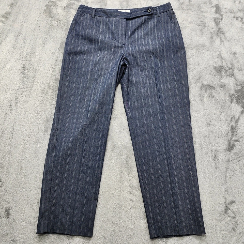 Van Heusen Pants Womens 8 Gray White Striped Mid Rise Straight Crop Ankle Office - Image 1 of 4