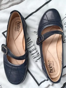 Navy Leather Hotter Shoes Size14 Excellent Quality And Condition - Picture 1 of 2