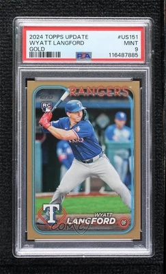 2024 Topps Update Gold /2024 Wyatt Langford #US151 PSA 9 MINT Rookie RC - Image 1 of 2