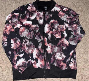 Chaqueta Victoria Secret Deportiva Floral Negra Bomber Cremallera Completa Talla S - Imagen 1 de 3