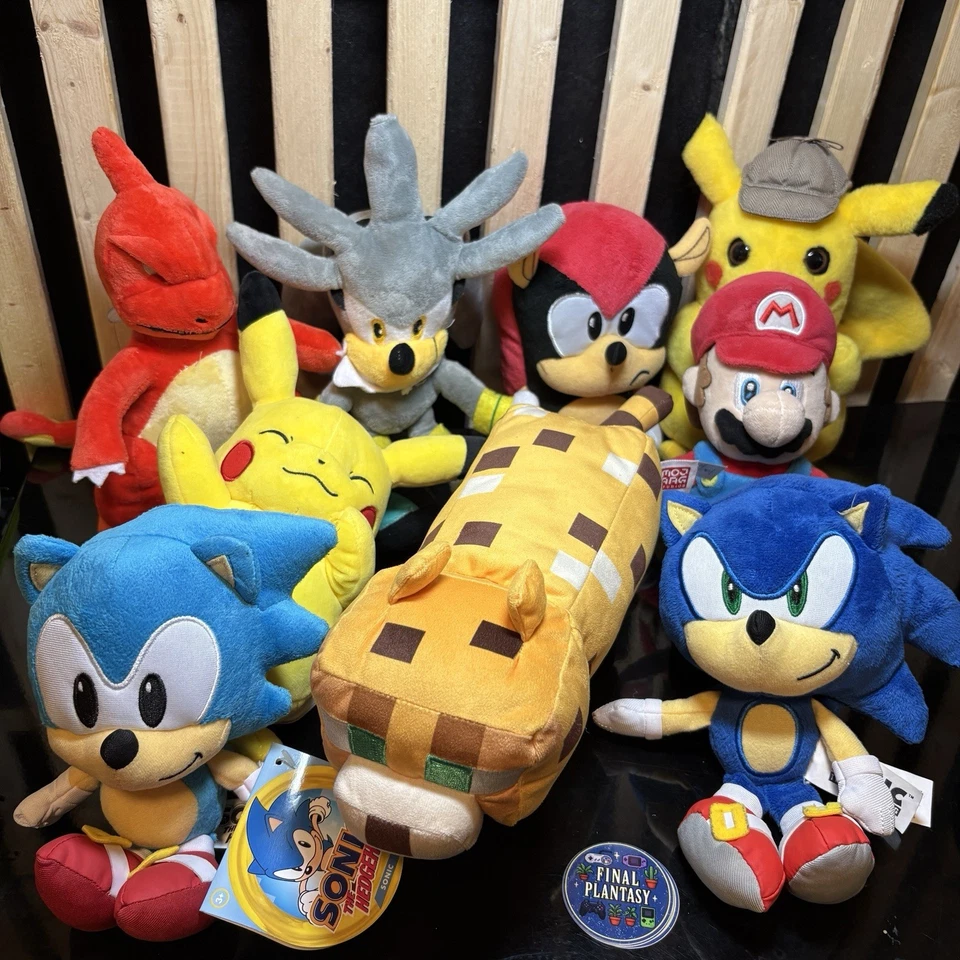 Lote de Peluche Sonic Mario Pokémon Minecraft | GE Sonic Mighty Silver Pikachu Ocelot Foto 1 de 4