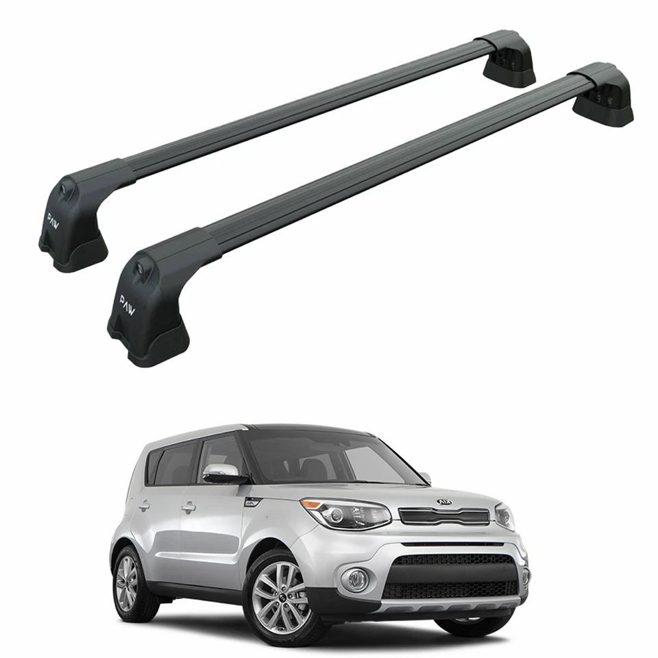 Barras transversales de techo para Kia Soul 2011-2019 punto fijo negro Foto 1 de 4